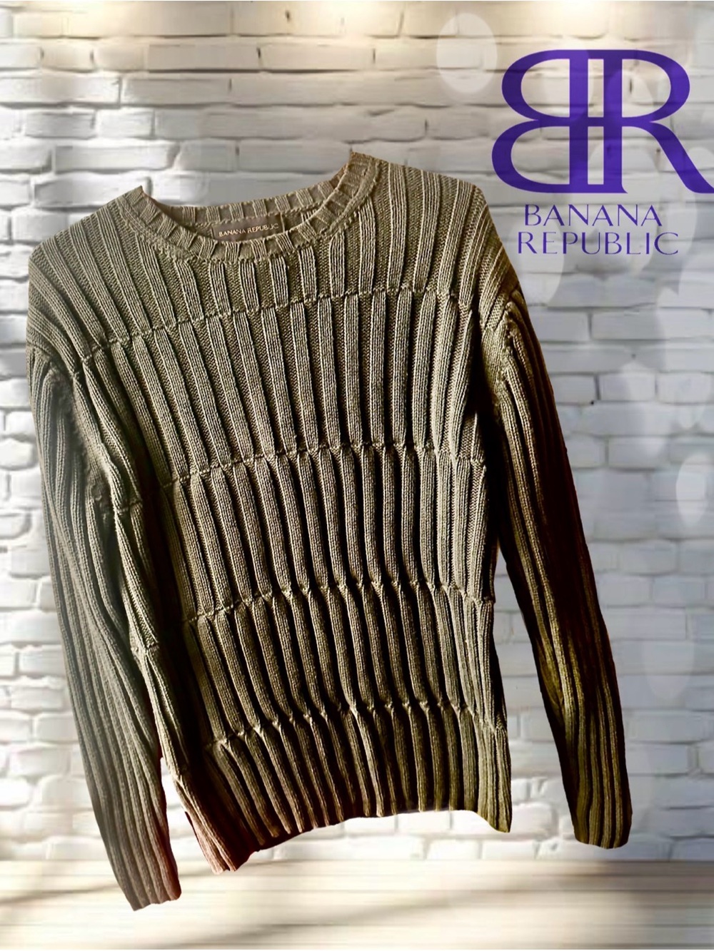 Banana Republic Olive Green Ribbed Knit Sweater